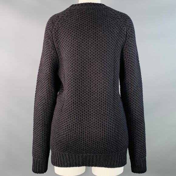 SERIENUMERICA Size 8 Black Baby Alpaca Knit Crew Neck Sweater - Picture 4 of 5